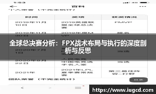 全球总决赛分析：FPX战术布局与执行的深度剖析与反思