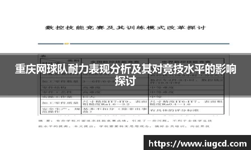 重庆网球队耐力表现分析及其对竞技水平的影响探讨